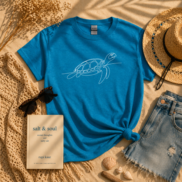 Turtle Line Art T Shirt