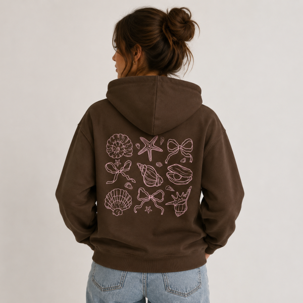 Bow & Shell Hoodie Pink & Brown